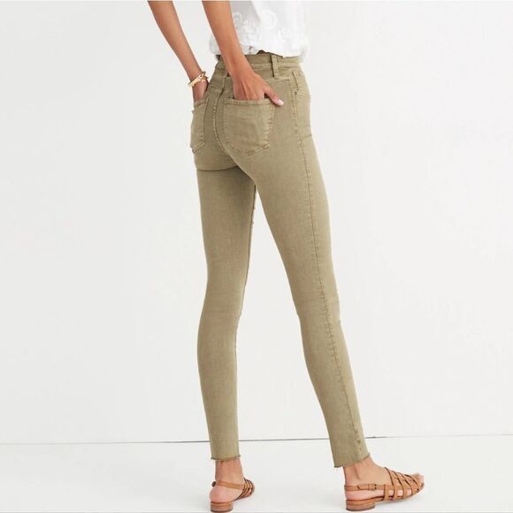 Madewell 9" High-Rise Skinny Jeans: Raw-Hem Garment-Dyed Edition Green 25 - Picture 4 of 10